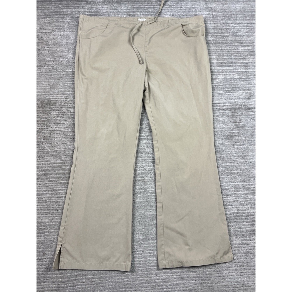 Dickie Women Scrub Pants 3X Beige Drawstring Flare Bootcut Pull On‎ Pockets